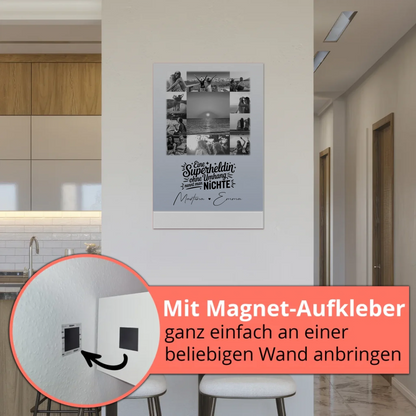 Personalisierbares Fotoboard Magnet Poster mit 11 Fotos Lehrerin echte Heldin Schwarz-Weiß 5