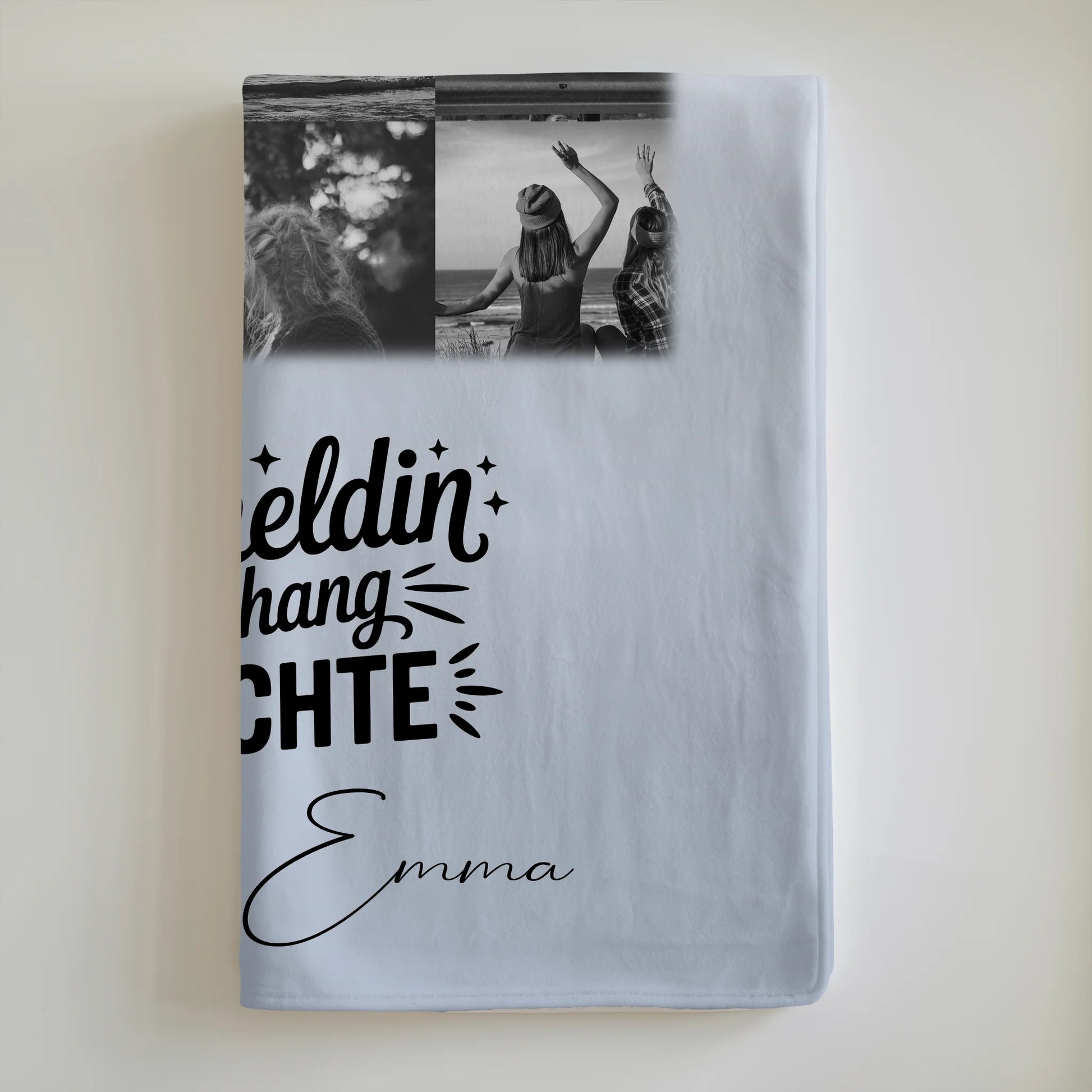 Personalisierte Namensdecke mit 11 Fotos Lehrerin echte Heldin Schwarz-Weiß Geschenk 6