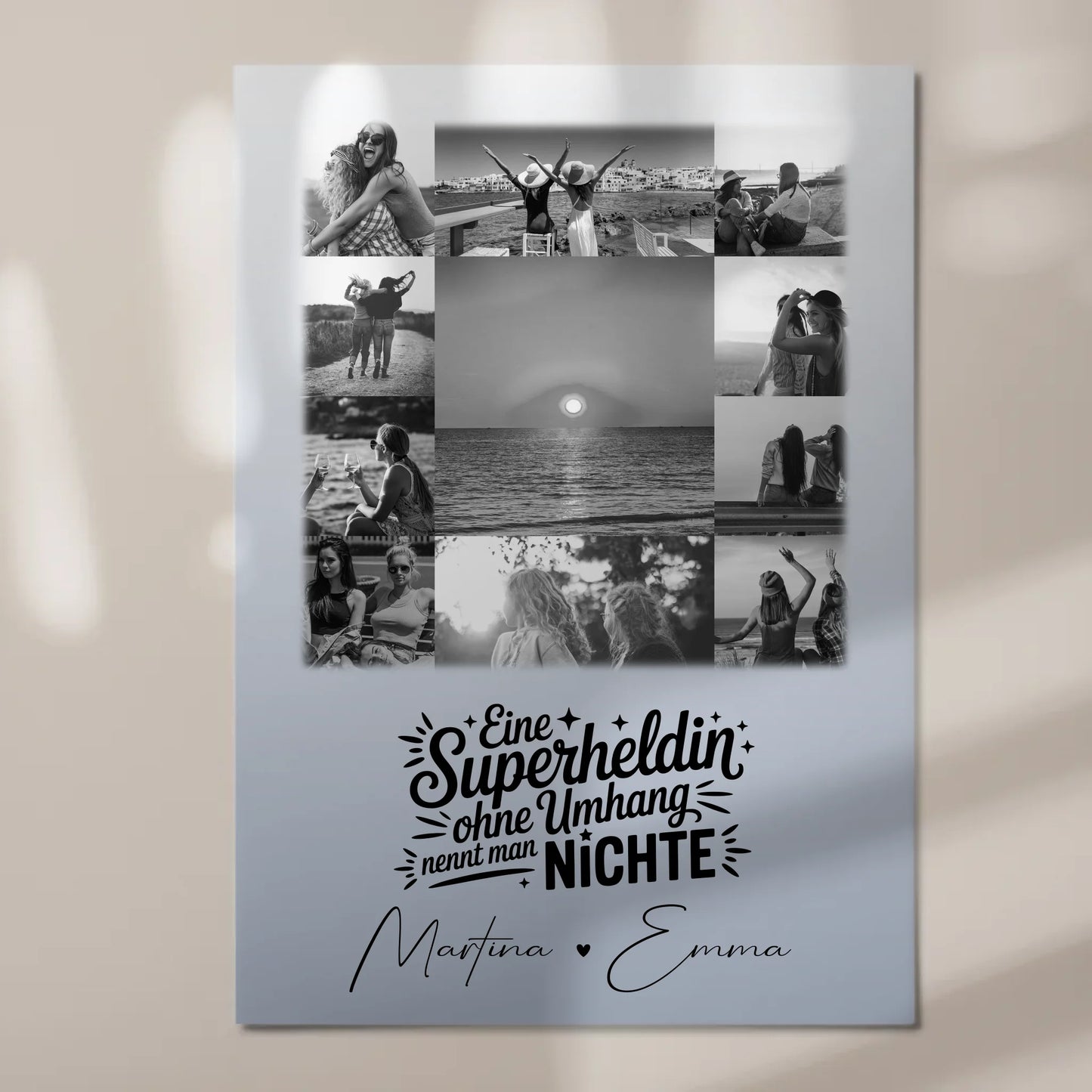 Personalisierbares Fotoboard Magnet Poster mit 11 Fotos Lehrerin echte Heldin Schwarz-Weiß 7