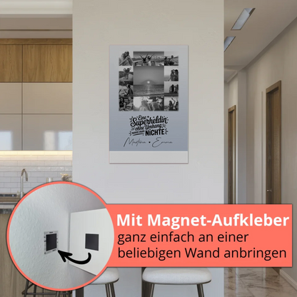Personalisierbares Fotoboard Magnet Poster mit 11 Fotos Lehrerin echte Heldin Schwarz-Weiß