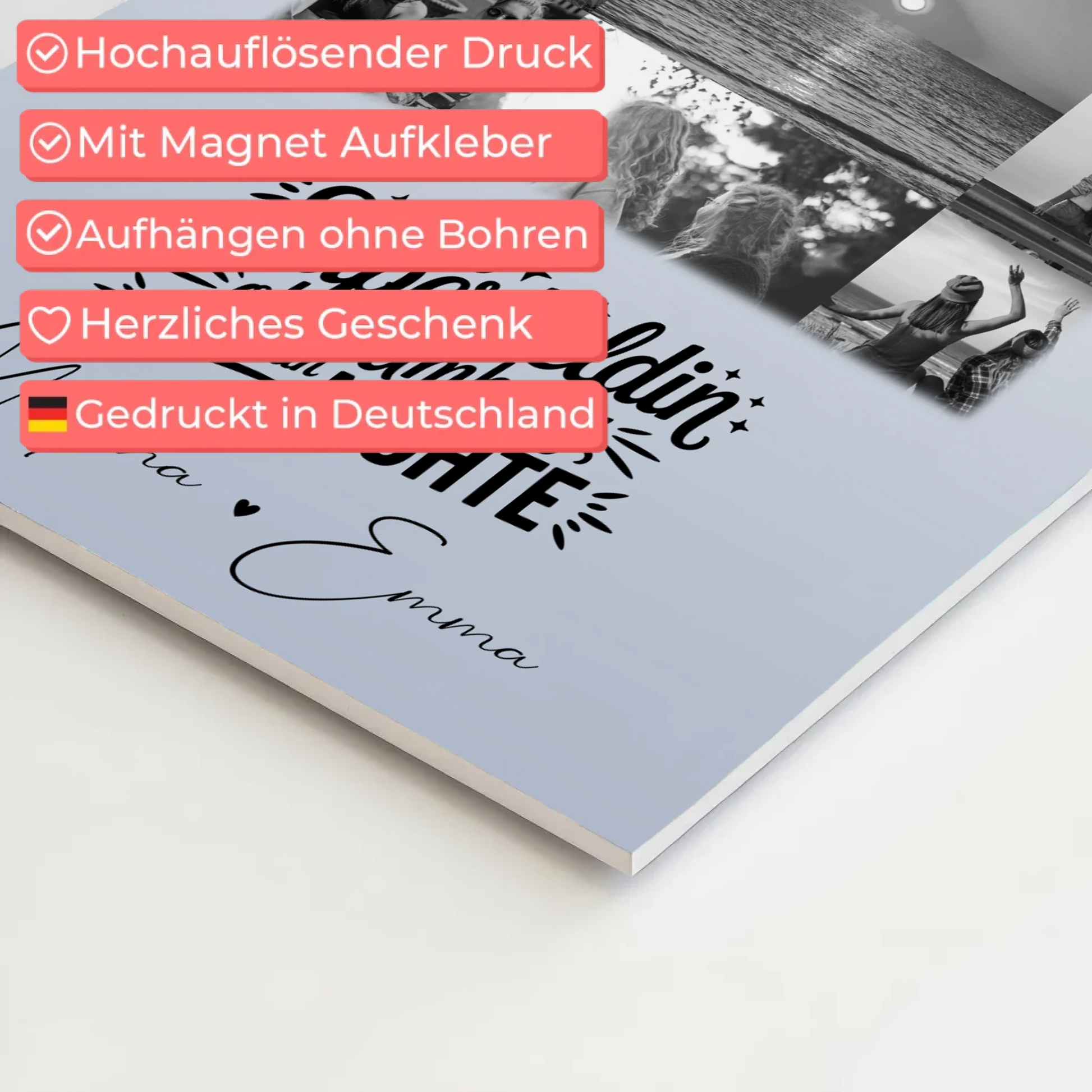 Personalisierbares Fotoboard Magnet Poster mit 11 Fotos Lehrerin echte Heldin Schwarz-Weiß 10