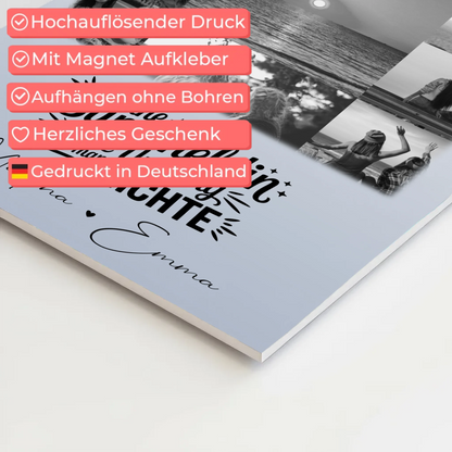 Personalisierbares Fotoboard Magnet Poster mit 11 Fotos Lehrerin echte Heldin Schwarz-Weiß