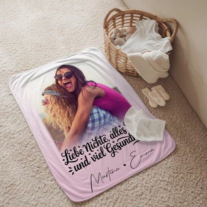 Decke Mit Namen mit 1 Foto Alles Liebe Gesundheit Nichte personalisiertes Geschenk 2