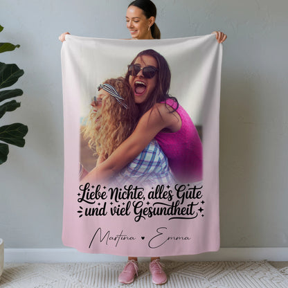 Decke Mit Namen mit 1 Foto Alles Liebe Gesundheit Nichte personalisiertes Geschenk 1