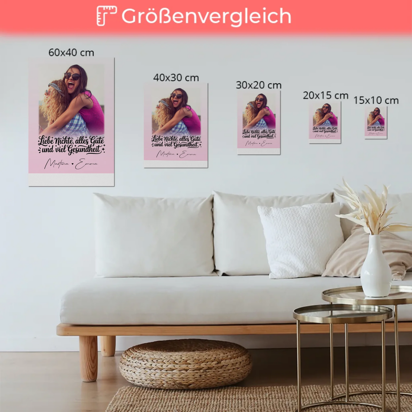 Personalisierter Magnet Poster mit 1 Foto Alles Liebe Gesundheit Nichte Geschenk 6