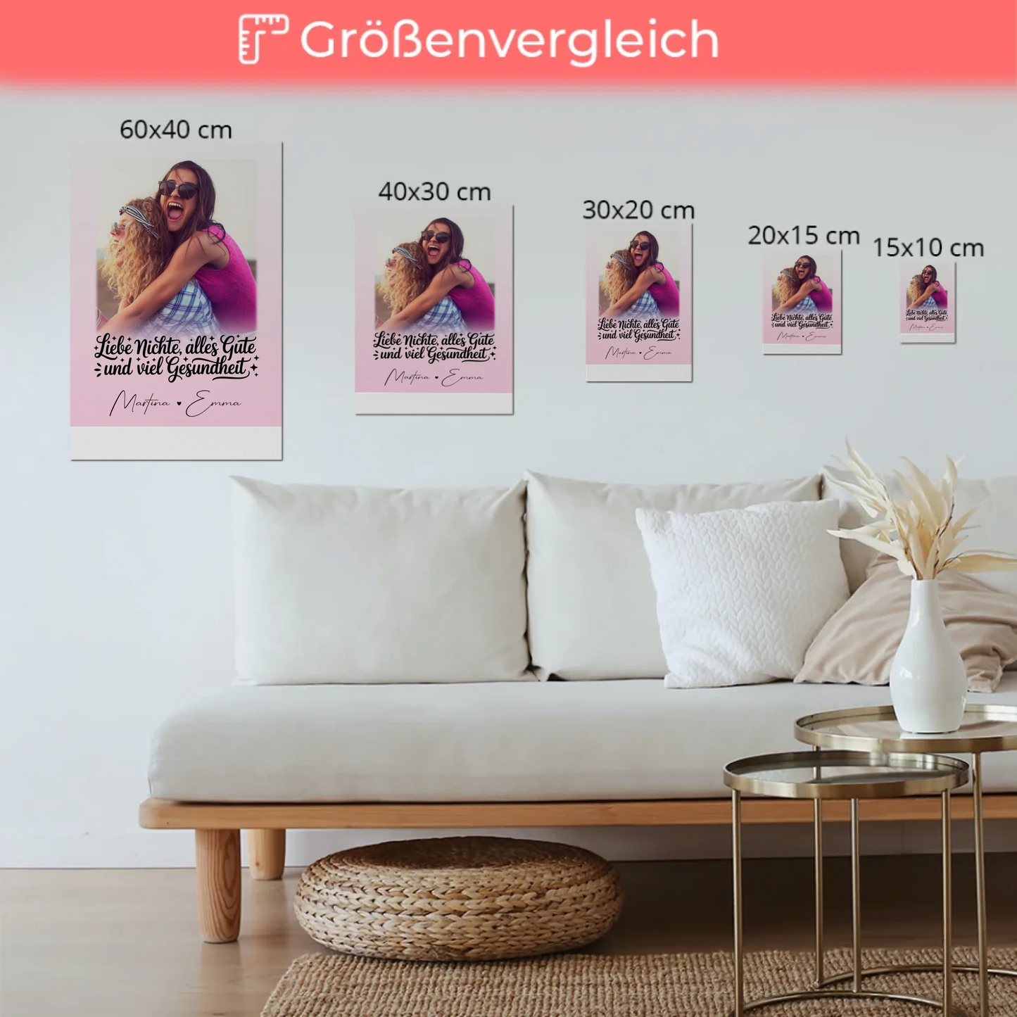 Personalisierter Magnet Poster mit 1 Foto Alles Liebe Gesundheit Nichte Geschenk