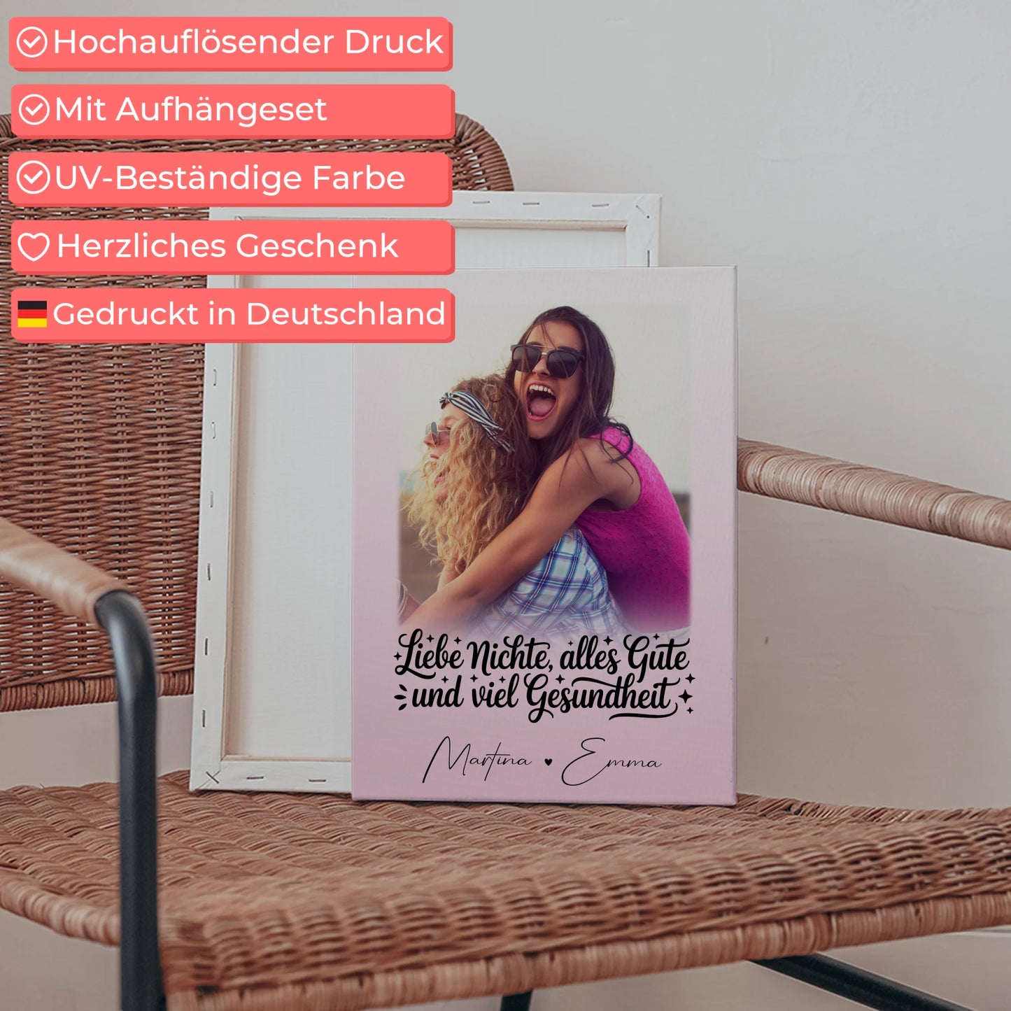 Leinwand Personalisiert mit 1 Foto für Alles Liebe Gesundheit Nichte Geschenk 5