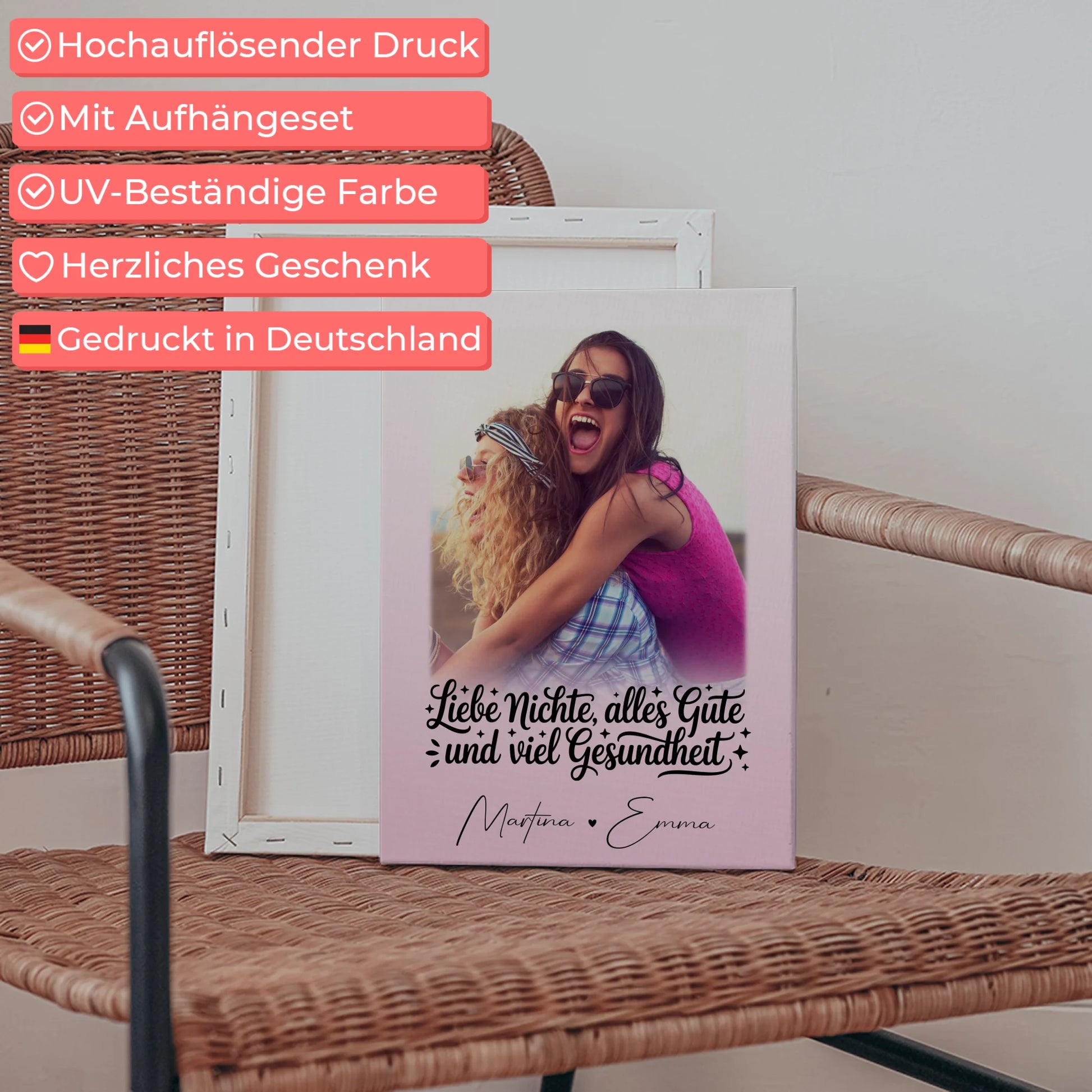 Leinwand Personalisiert mit 1 Foto für Alles Liebe Gesundheit Nichte Geschenk 5