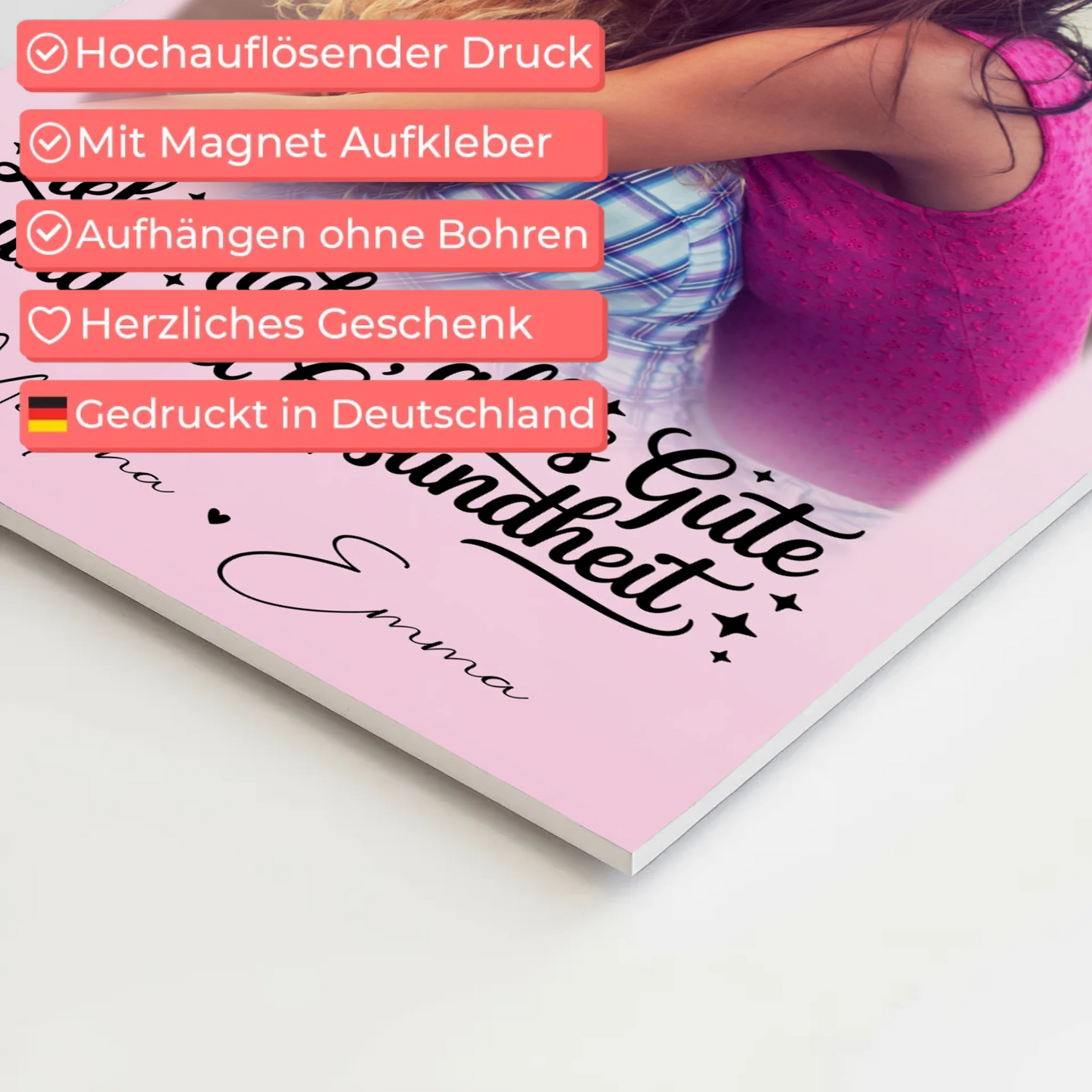 Personalisierter Magnet Poster mit 1 Foto Alles Liebe Gesundheit Nichte Geschenk