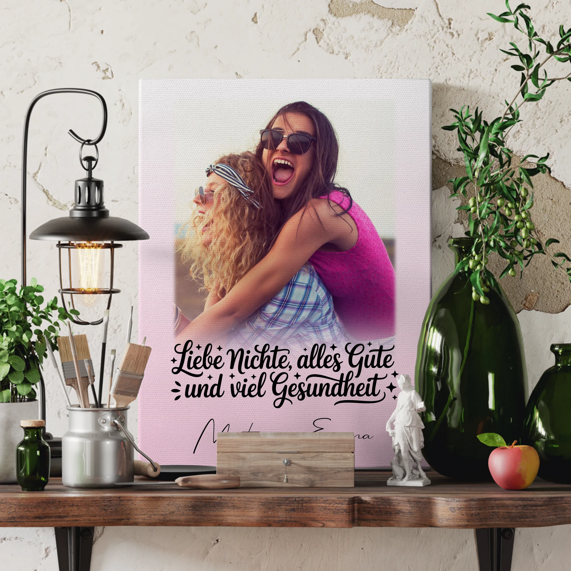 Leinwand Personalisiert mit 1 Foto für Alles Liebe Gesundheit Nichte Geschenk 3