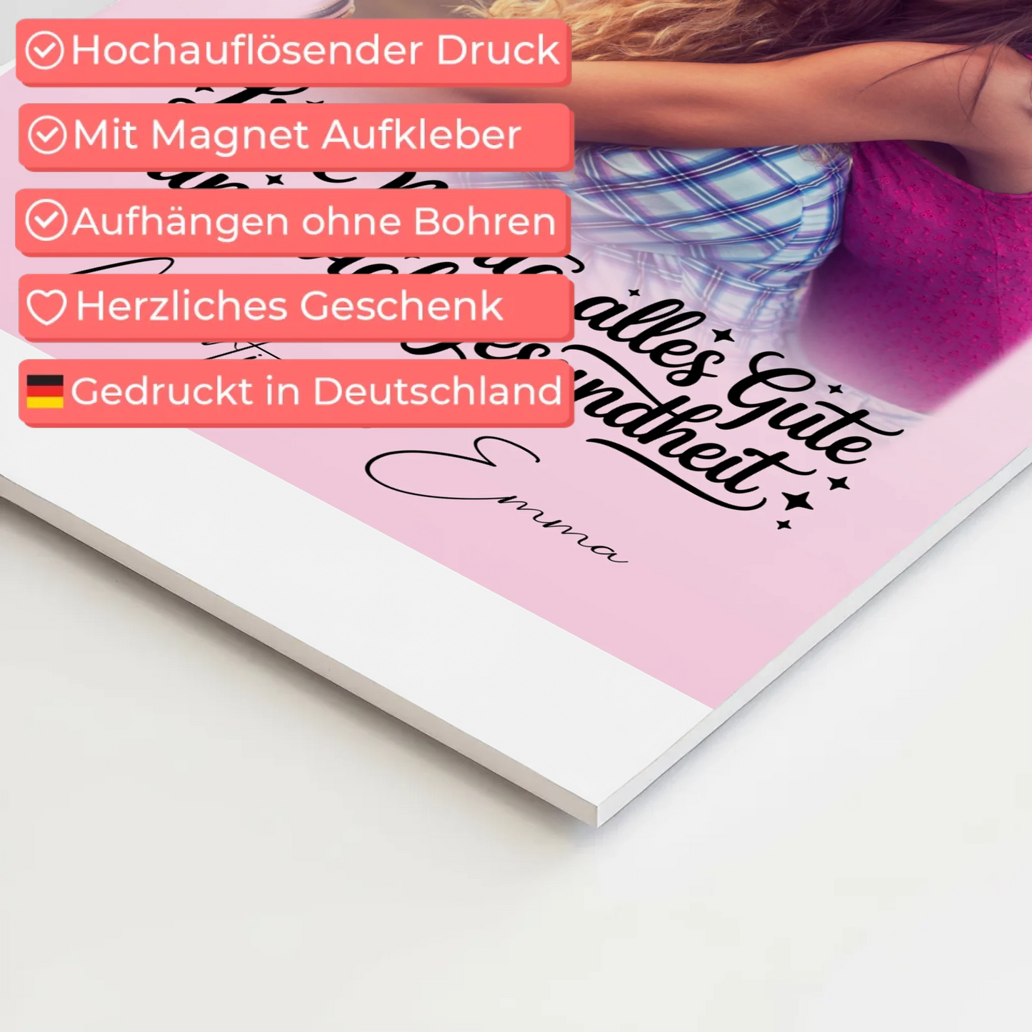 Personalisierter Magnet Poster mit 1 Foto Alles Liebe Gesundheit Nichte Geschenk 4