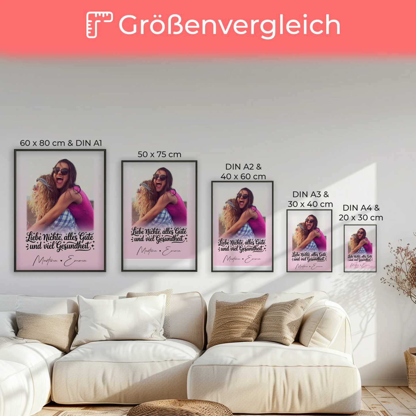 Personalisierbares Poster mit 1 Foto Alles Liebe Gesundheit Nichte Individuell gestaltet