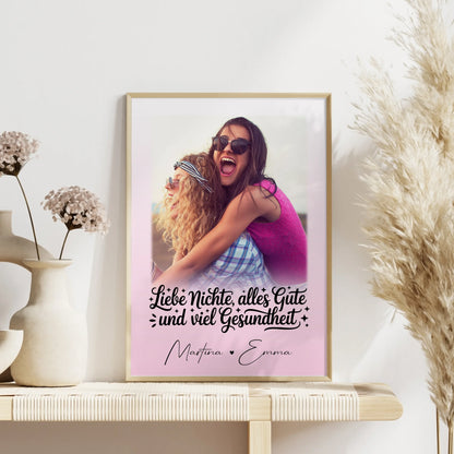 Personalisierbares Poster mit 1 Foto Alles Liebe Gesundheit Nichte Individuell gestaltet