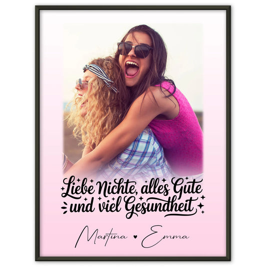 Personalisierbares Poster mit 1 Foto Alles Liebe Gesundheit Nichte Individuell gestaltet