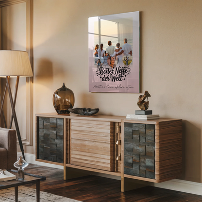 Acrylglas Mit Foto 1 Foto und 3 Kleine Herz Fotos Personalisiertes Geschenk für den besten Neffen der Welt