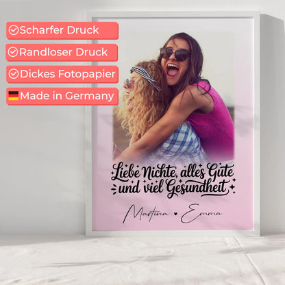 Personalisierbares Poster mit 1 Foto Alles Liebe Gesundheit Nichte Individuell gestaltet