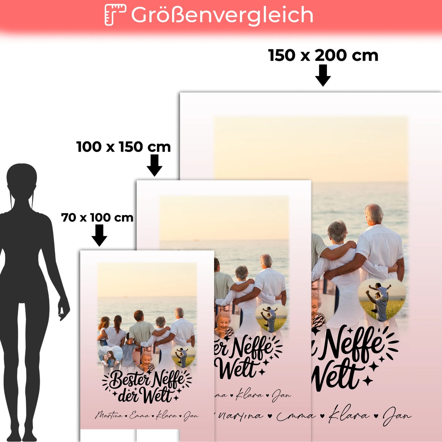 Personalisierte Decke Mit Namen 1 Foto und 3 Kleine Herz Fotos Für Den Besten Neffen Der Welt 5