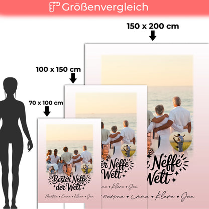 Personalisierte Decke Mit Namen 1 Foto und 3 Kleine Herz Fotos Für Den Besten Neffen Der Welt 5