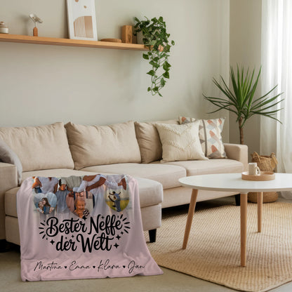 Personalisierte Decke Mit Namen 1 Foto und 3 Kleine Herz Fotos Für Den Besten Neffen Der Welt 4
