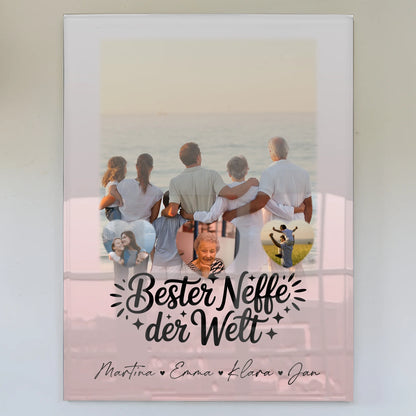Acrylglas Mit Foto 1 Foto und 3 Kleine Herz Fotos Personalisiertes Geschenk für den besten Neffen der Welt