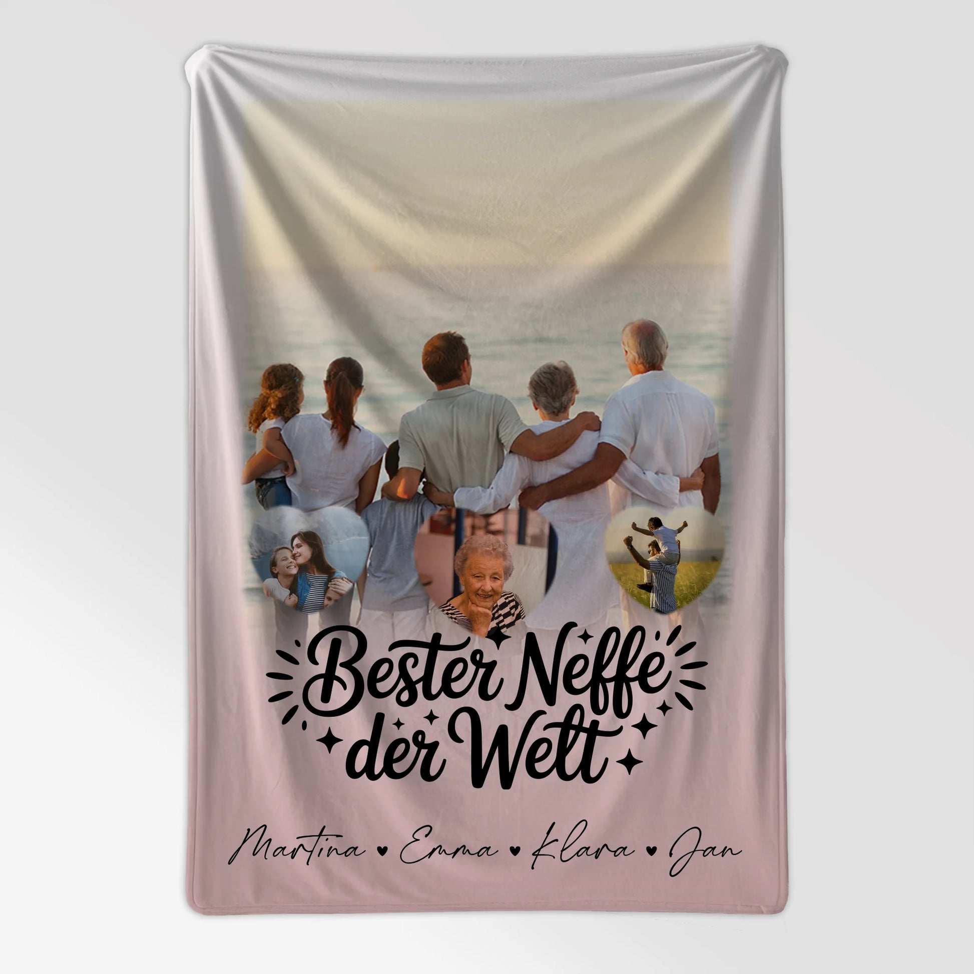Personalisierte Decke Mit Namen 1 Foto und 3 Kleine Herz Fotos Für Den Besten Neffen Der Welt 7