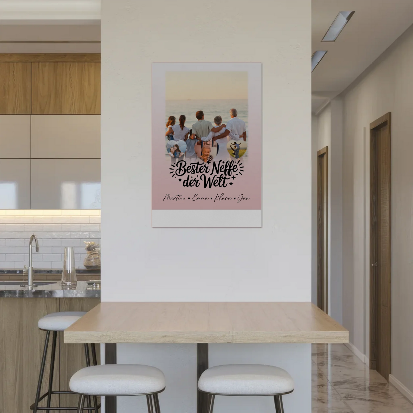 Personalisierte Fotoboard Magnet Wandbild mit 1 Foto und 3 Herz Fotos für den besten Neffen der Welt 2