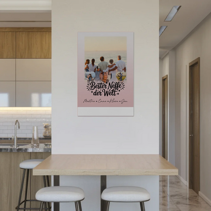 Personalisierte Fotoboard Magnet Wandbild mit 1 Foto und 3 Herz Fotos für den besten Neffen der Welt 2