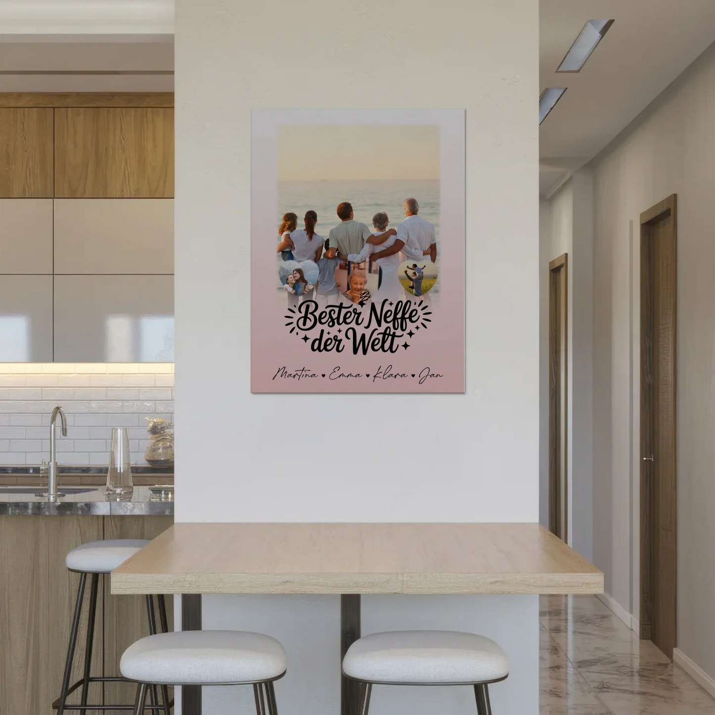 Personalisierte Fotoboard Magnet Wandbild mit 1 Foto und 3 Herz Fotos für den besten Neffen der Welt 8