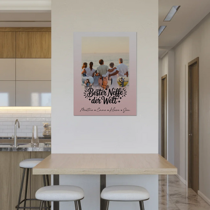 Personalisierte Fotoboard Magnet Wandbild mit 1 Foto und 3 Herz Fotos für den besten Neffen der Welt 8