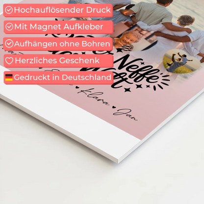 Personalisierte Fotoboard Magnet Wandbild mit 1 Foto und 3 Herz Fotos für den besten Neffen der Welt 4