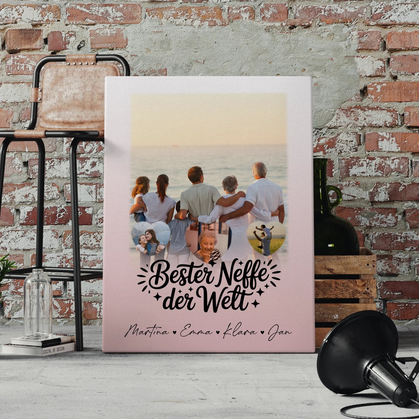 Personalisierte Fotocollage Großes Bild aus Vielen Kleinen mit 1 Foto und 3 Herzfotos für den besten Neffen der Welt 4