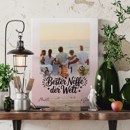 Personalisierte Fotocollage Großes Bild aus Vielen Kleinen mit 1 Foto und 3 Herzfotos für den besten Neffen der Welt 3