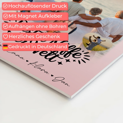 Personalisierte Fotoboard Magnet Wandbild mit 1 Foto und 3 Herz Fotos für den besten Neffen der Welt