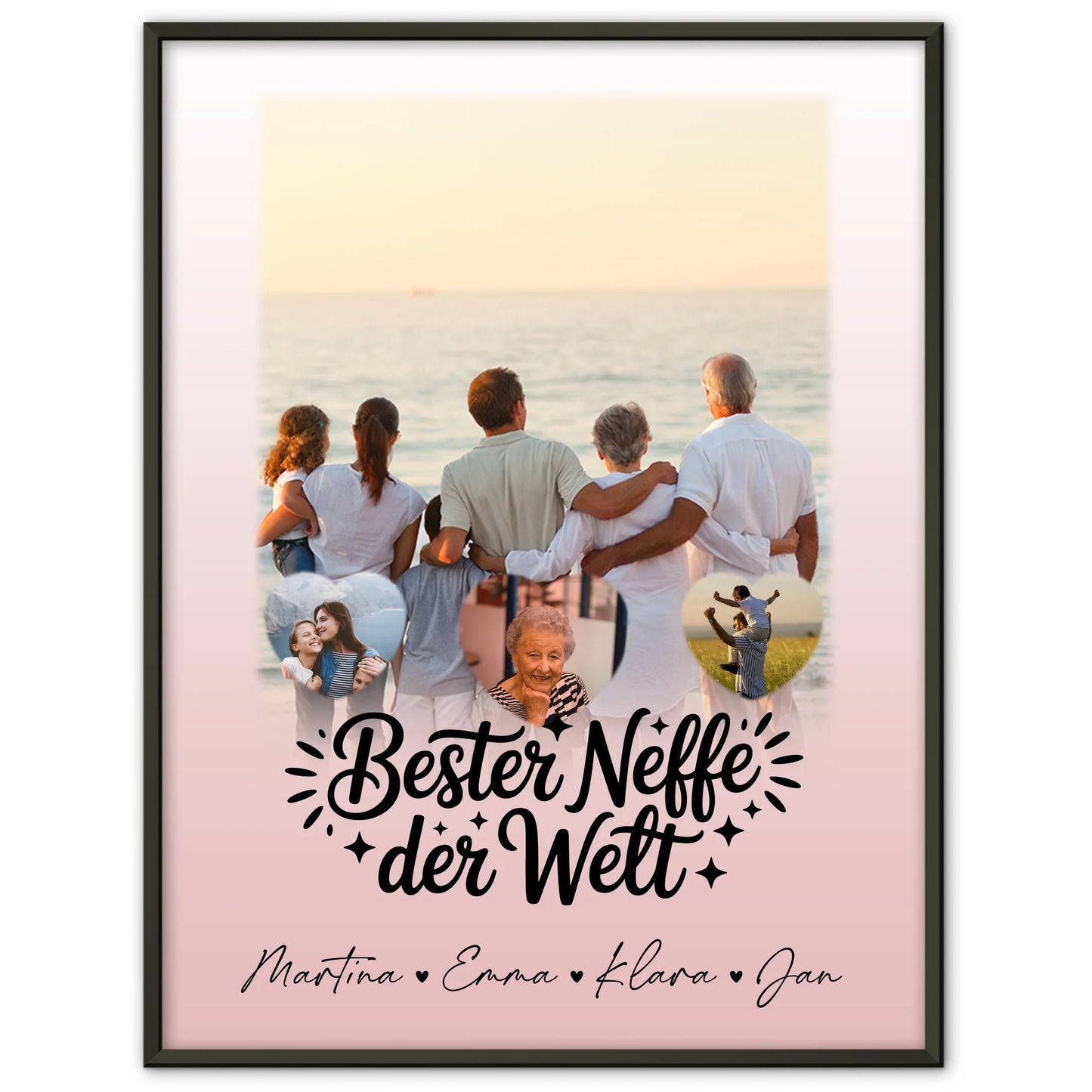 Karten Poster Personalisiert mit 1 Foto und 3 Kleine Herz Fotos für den besten Neffen der Welt