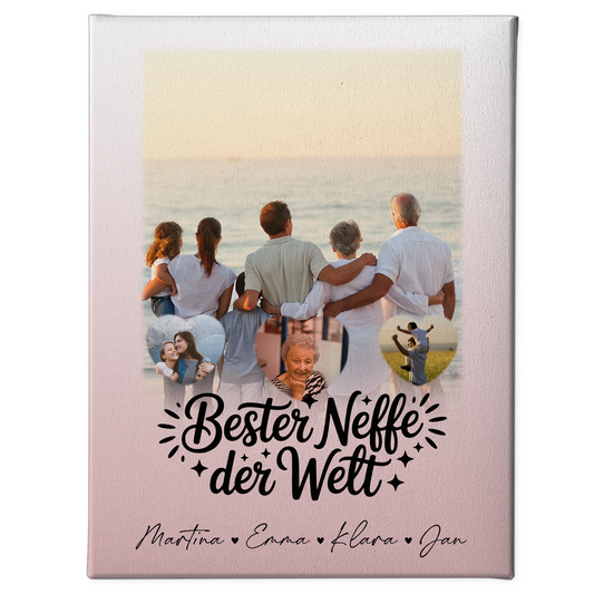 Personalisierte Fotocollage Großes Bild aus Vielen Kleinen mit 1 Foto und 3 Herzfotos für den besten Neffen der Welt 1