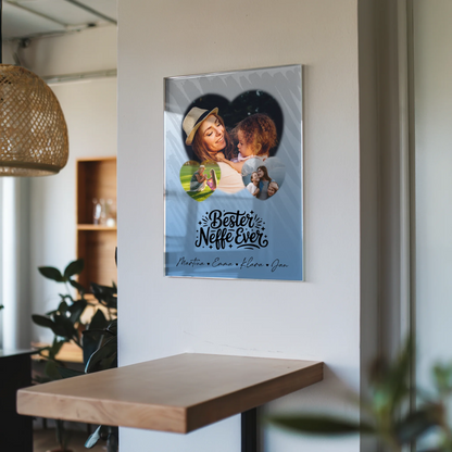 Personalisierte Geschenke mit Foto Mit Acrylglas 3 Herz Fotos Bester Neffe Ever