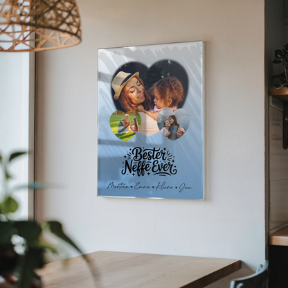 Personalisierte Geschenke mit Foto Mit Acrylglas 3 Herz Fotos Bester Neffe Ever