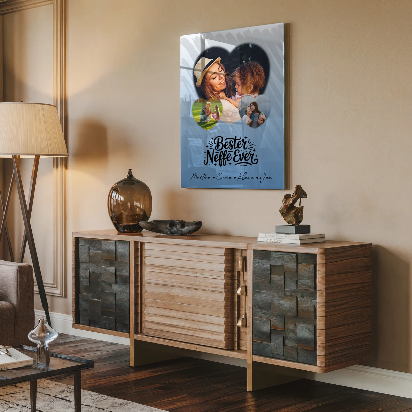 Personalisierte Geschenke mit Foto Mit Acrylglas 3 Herz Fotos Bester Neffe Ever
