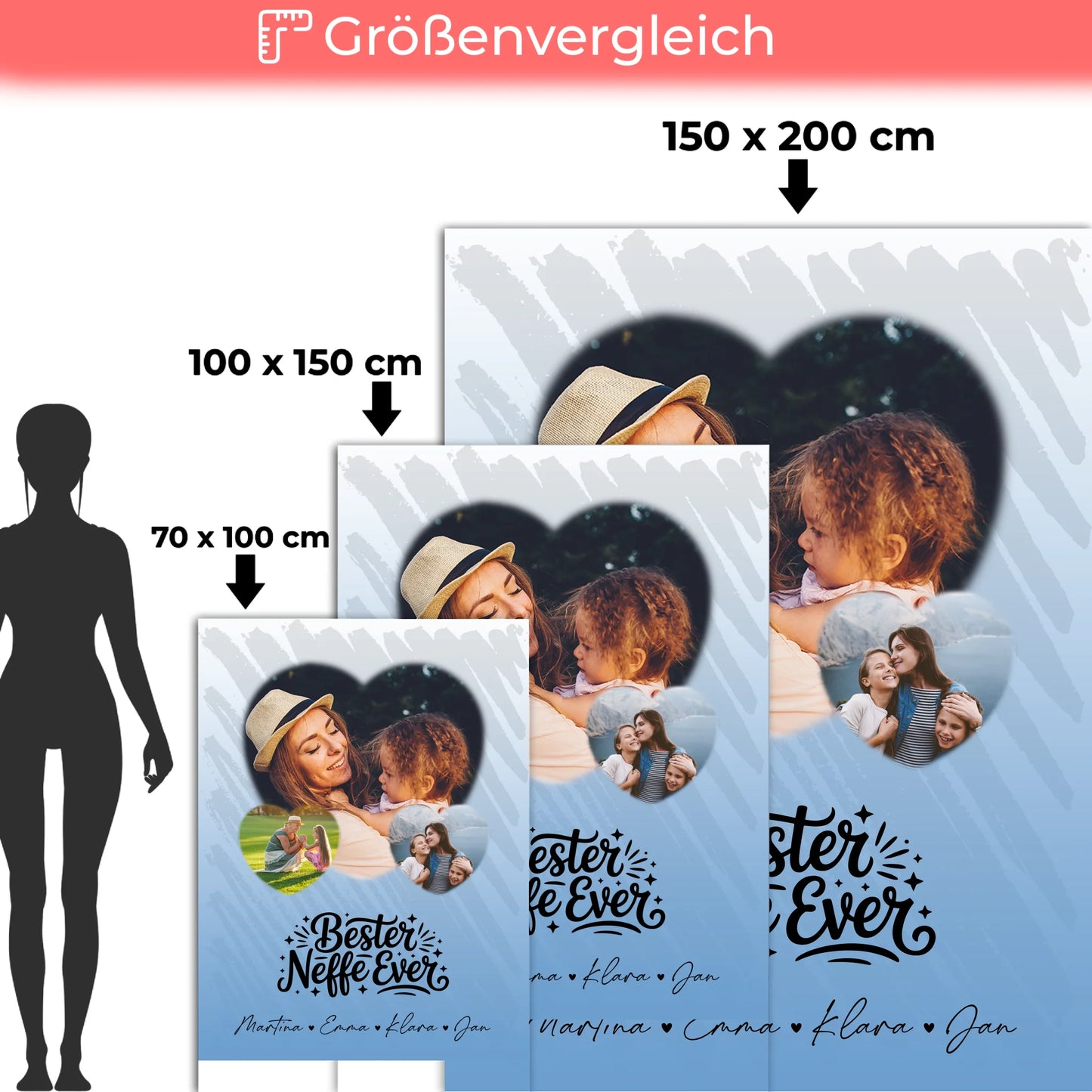 Personalisierte Kuscheldecke Mit Namen 3 Herz Fotos Bester Neffe Ever Geschenk 5