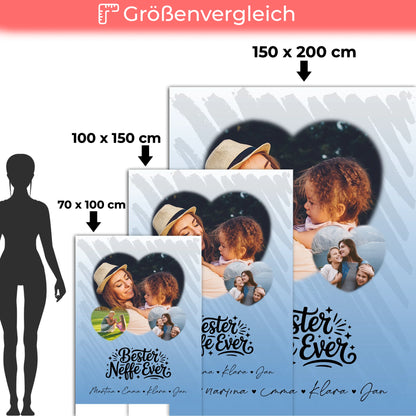 Personalisierte Kuscheldecke Mit Namen 3 Herz Fotos Bester Neffe Ever Geschenk 5