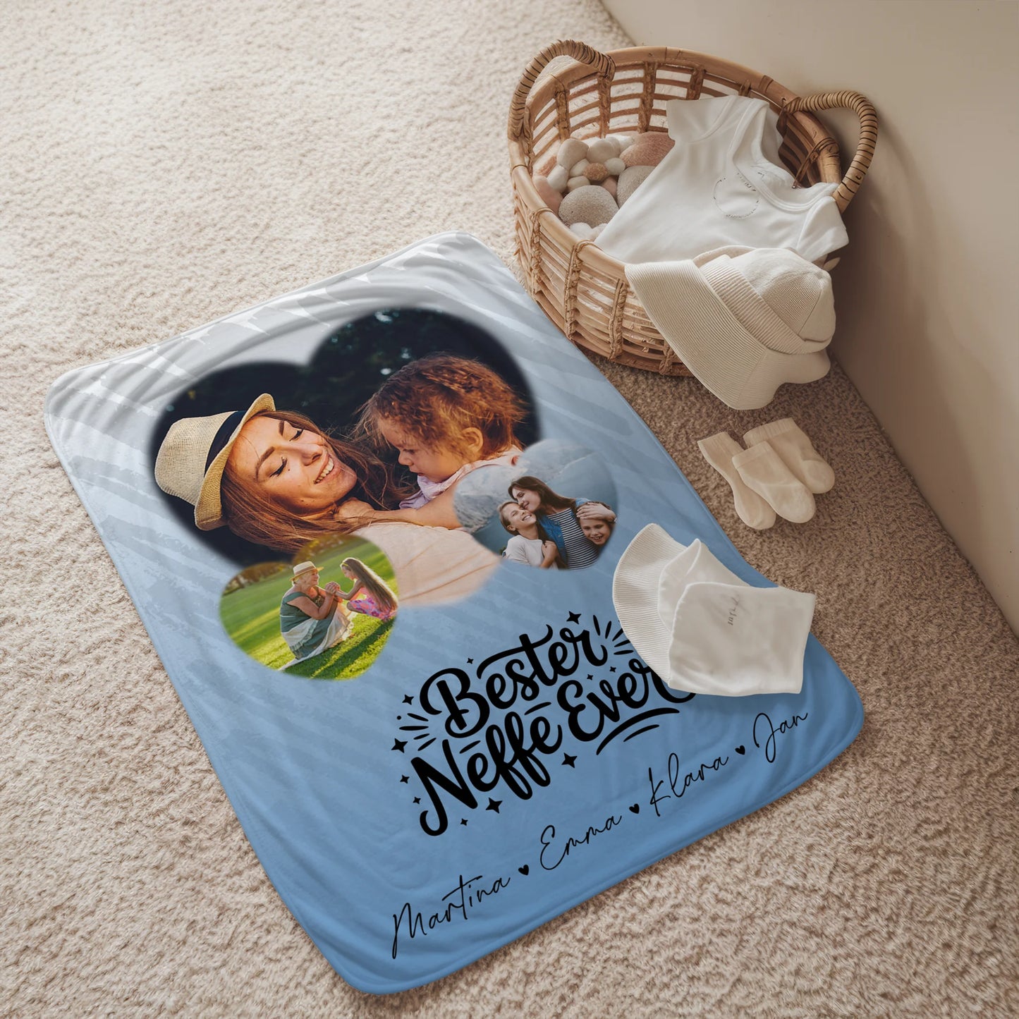 Personalisierte Kuscheldecke Mit Namen 3 Herz Fotos Bester Neffe Ever Geschenk 2
