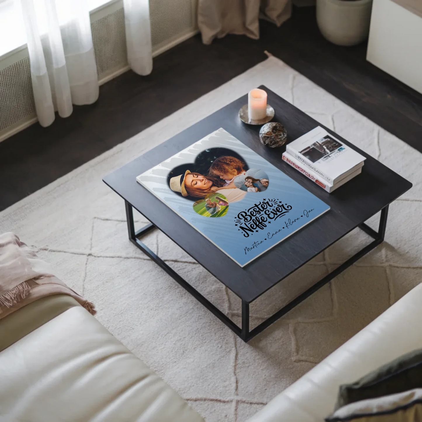 Personalisiertes Fotoboard Magnet Wandbild mit 3 Herz Fotos für den besten Neffen Ever 9