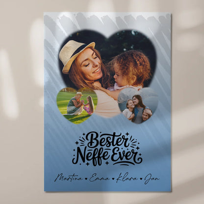 Personalisiertes Fotoboard Magnet Wandbild mit 3 Herz Fotos für den besten Neffen Ever 7