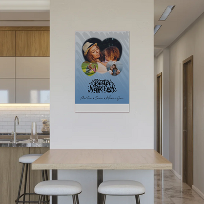 Personalisiertes Fotoboard Magnet Wandbild mit 3 Herz Fotos für den besten Neffen Ever