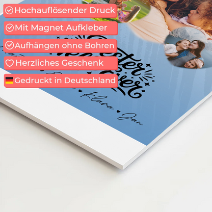 Personalisiertes Fotoboard Magnet Wandbild mit 3 Herz Fotos für den besten Neffen Ever 4