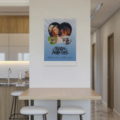 Personalisiertes Fotoboard Magnet Wandbild mit 3 Herz Fotos für den besten Neffen Ever