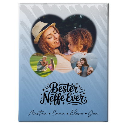 Personalisierte Leinwand Wandbild mit 3 Herz Fotos Bester Neffe Ever Geschenk 1