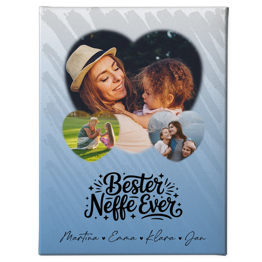 Personalisierte Leinwand Wandbild mit 3 Herz Fotos Bester Neffe Ever Geschenk 1