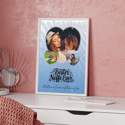 Karten Poster Personalisiert mit 3 Herz Fotos Bester Neffe Ever Geschenk