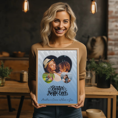 Karten Poster Personalisiert mit 3 Herz Fotos Bester Neffe Ever Geschenk